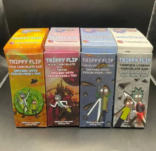 trippy chocolate bars available now online, buy fusion mushroom bar, buy fun guy chocolate bar, rick and morty mushroom chocolate bar